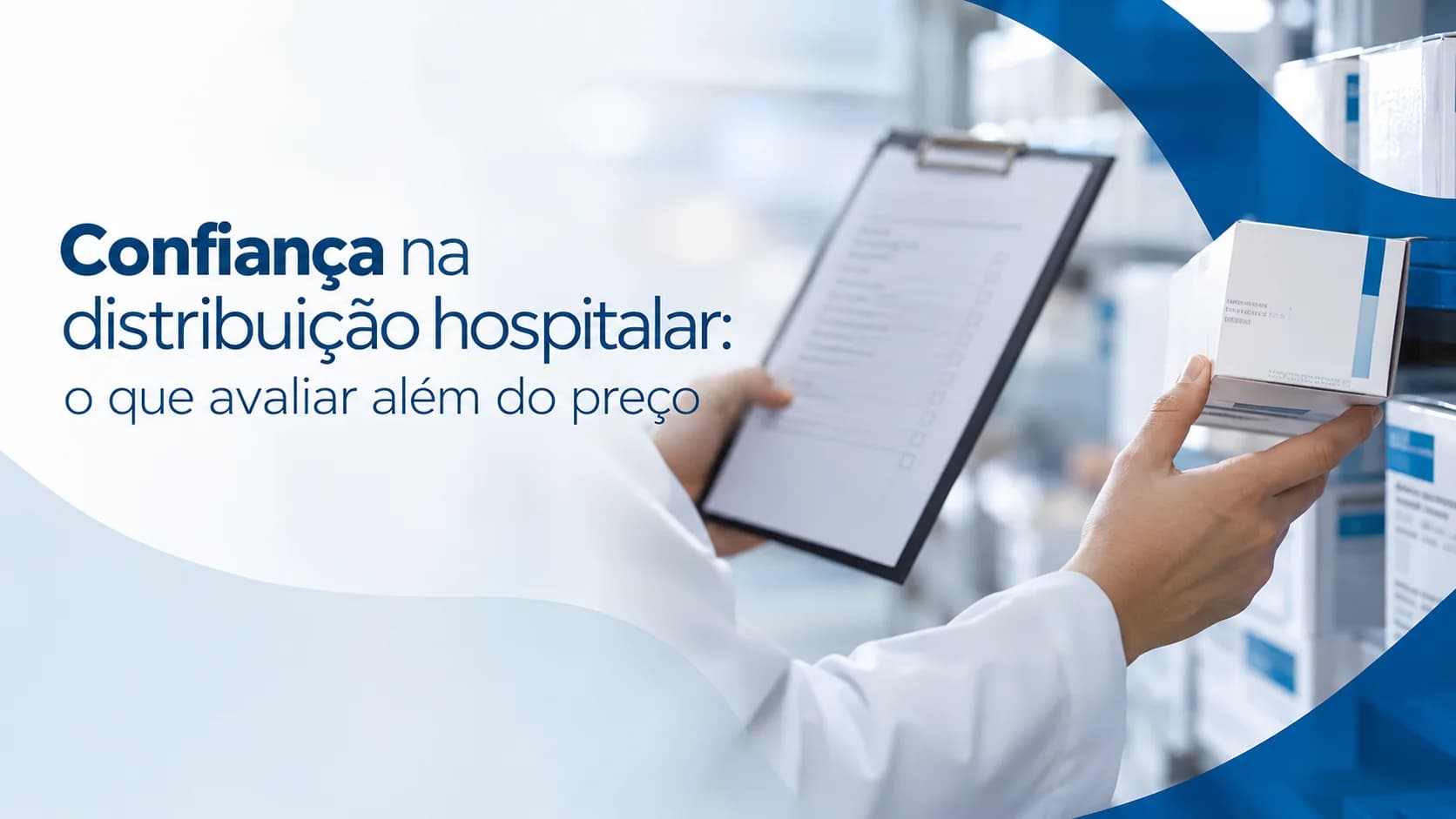 Profissional avaliando fornecedores na distribuição hospitalar